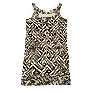 Diane von Furstenberg 100% Silk Knit Shift Dress Womens 10 Brown Stretch